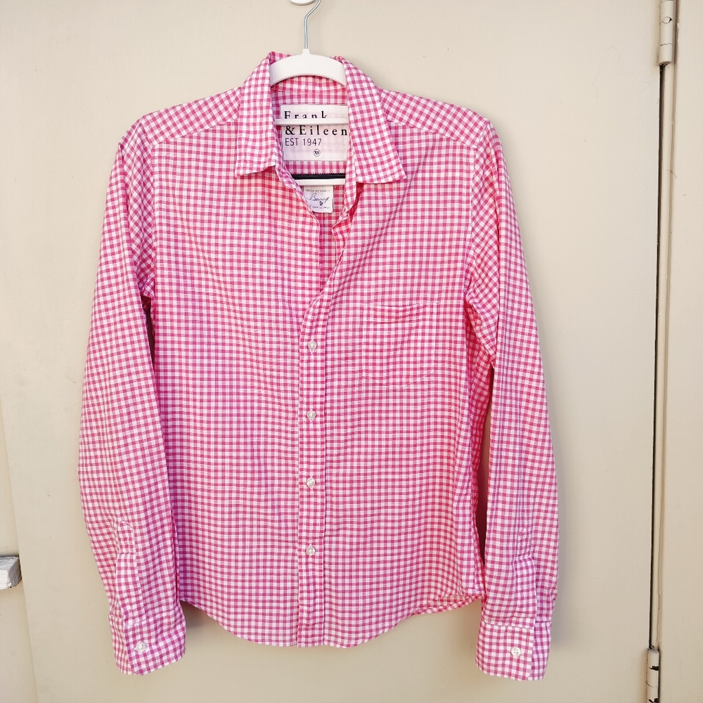Frank & Eileen Pink Gingham Plaid Women's Button Up Shirt Barry